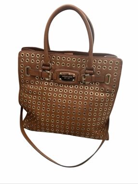 Michael Kors Brown Leather Eyelet-Embellished Tote
